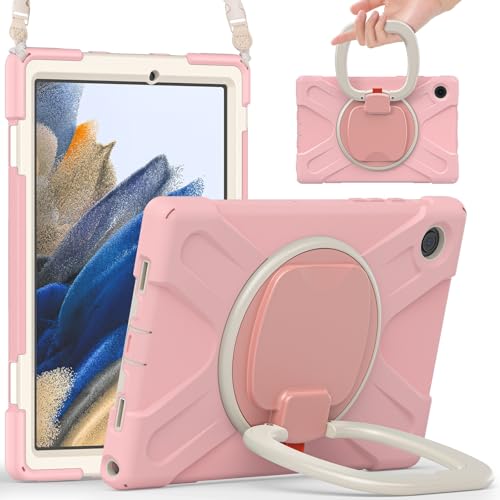 Vergilbungsfreie Tablet-Hülle Hülle kompatibel mit Samsung Galaxy Tab A8 10,5 Zoll X200/X205 (2021), robuste, stoßfeste TPU-Kinderhülle, 360 Grad drehbare Multifunktions-Griffhalterung + robuste Abdec von OWSIHNZBF
