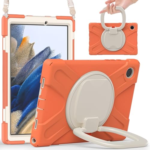 Vergilbungsfreie Tablet-Hülle Hülle kompatibel mit Samsung Galaxy Tab A8 10,5 Zoll X200/X205 (2021), robuste, stoßfeste TPU-Kinderhülle, 360 Grad drehbare Multifunktions-Griffhalterung + robuste Abdec von OWSIHNZBF