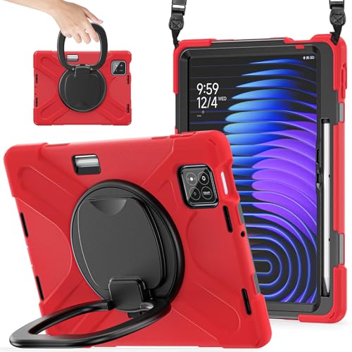 Vergilbungsfreie Tablet-Hülle Hülle kompatibel mit Xiaomi Mi Pad 7/Mi Pad 7 Pro 11,2 Zoll 2024, robuste, stoßfeste TPU-Kinderhülle, 360 Grad drehbare Multifunktions-Griffhalterung + robuste Abdeckung von OWSIHNZBF