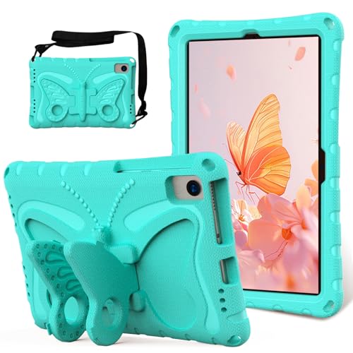 Vergilbungsfreie Tablet-Hülle Kompatibel mit Galaxy Tab S6 10,5 Zoll 2019 (SM-T860/T865), leichte, kinderfreundliche, stoßfeste EVA-Schutzhülle, Schultergurt-Hülle, Schmetterlings-Kinderhülle Tablet-H von OWSIHNZBF