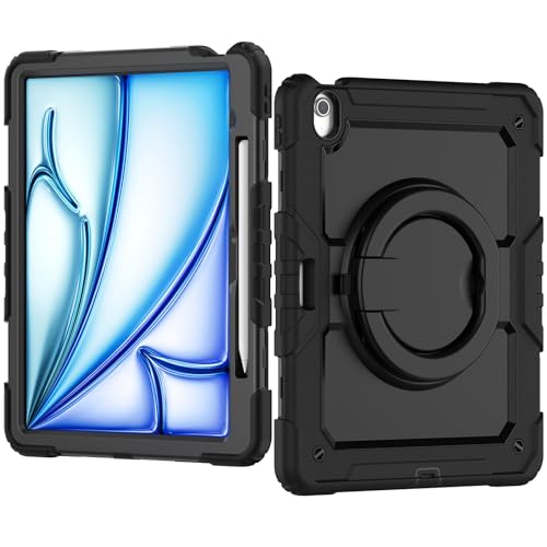 Vergilbungsfreie Tablet-Hülle Kompatibel mit Kompatibel mit iPad Air 13 Zoll (M3) 2025, Ganzkörper-Schutzhülle mit Stifthalter + Displayschutz, robuste Abdeckung, drehbarer Griff, Silikonhülle Tablet- von OWSIHNZBF