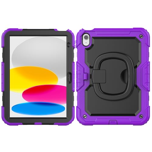 Vergilbungsfreie Tablet-Hülle Kompatibel mit der Hülle Compatible with das iPad 10. Generation 10,9 Zoll 2022 mit Displayschutzfolie, strapazierfähige Ganzkörper-Schutzhülle, drehbarer Griff, Silikonh von OWSIHNZBF
