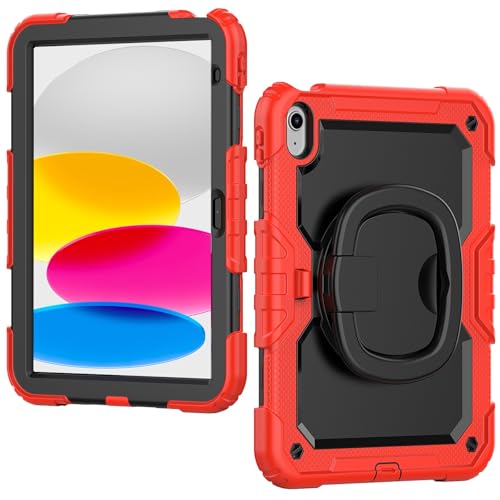 Vergilbungsfreie Tablet-Hülle Kompatibel mit der Hülle Compatible with das iPad 10. Generation 10,9 Zoll 2022 mit Displayschutzfolie, strapazierfähige Ganzkörper-Schutzhülle, drehbarer Griff, Silikonh von OWSIHNZBF