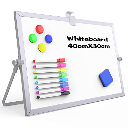 OWill Whiteboard magnetwand 30 x 40 cm,magnettafel whiteboard klein mit ständer,schreibtafel abwischbar A3 mini whiteboard,tragbare doppelseitige whiteboard staffelei für schule & haus,büro von OWill