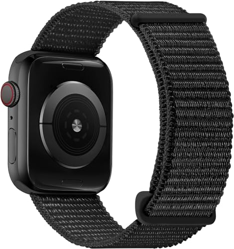 OXWALLEN Nylon Velcro Comfortable Sport Loop Band Compatible with Apple Watch Series 10/9/8/7/6/5/4 SE 2/1 42mm 41mm 40mm 38mm, Adjustable Braided Fabric Strap for Women Men fit iWatch, Black OXWALLEN Nylon Velcro Comfortable Sport Loop Band Compatible with Apple Watch Series 10/9/8/7/6/5/4 SE 2/1 42mm 41mm 40mm 38mm, Adjustable Braided Fabric Strap for Women Men fit iWatch, Black von OXWALLEN