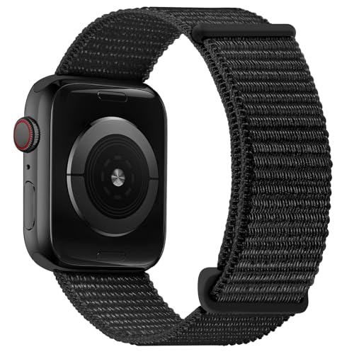 OXWALLEN Nylon Velcro Comfortable Sport Loop Band Compatible with Apple Watch Series 10/9/8/7/6/5/4 SE Ultra 2/1 49mm 46mm 45mm 44mm, Adjustable Braided Fabric Strap for Women Men fit iWatch, Black OXWALLEN Nylon Velcro Comfortable Sport Loop Band Compatible with Apple Watch Series 10/9/8/7/6/5/4 SE Ultra 2/1 49mm 46mm 45mm 44mm, Adjustable Braided Fabric Strap for Women Men fit iWatch, Black von OXWALLEN