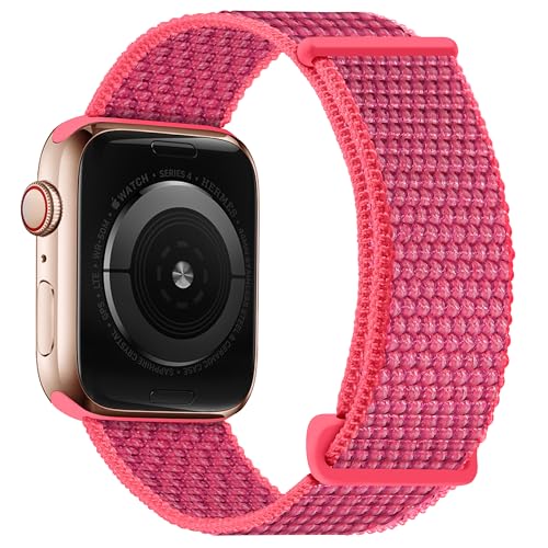 OXWALLEN Sport Loop Nylonband kompatibel mit Apple Watch 9/7/8 6 5 4 3 41 mm 38 mm 40 mm, bequemes geflochtenes Armband für Damen und Herren, kompatibel mit iWatch SE, Hibiskus von OXWALLEN