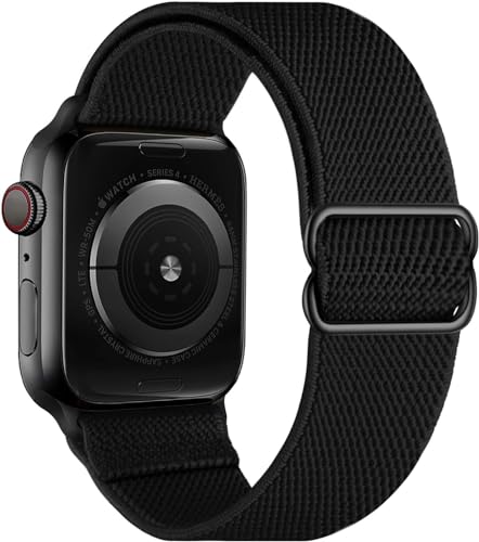 OXWALLEN Stretchy Elastische verstellbare Bänder Kompatibel mit Apple Watch 10/9/8/7/6/5/4 SE 2/1 42mm 41mm 40mm 38mm, Nylon Solo Loop Geflochtene Dehnungen Frauen Männer Armband für iWatch, Black OXWALLEN Stretchy Elastische verstellbare Bänder Kompatibel mit Apple Watch 10/9/8/7/6/5/4 SE 2/1 42mm 41mm 40mm 38mm, Nylon Solo Loop Geflochtene Dehnungen Frauen Männer Armband für iWatch, Black von OXWALLEN