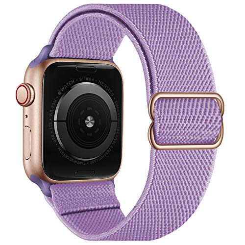 Stretchy Elastische verstellbare Bänder Kompatibel mit Apple Watch 7 41 mm 38 mm 40 mm, Nylon Solo Loop Geflochtene Dehnungen Frauen Männer Armband für iWatch SE,Light Purple Stretchy Elastische verstellbare Bänder Kompatibel mit Apple Watch 7 41 mm 38 mm 40 mm, Nylon Solo Loop Geflochtene Dehnungen Frauen Männer Armband für iWatch SE,Light Purple von OXWALLEN