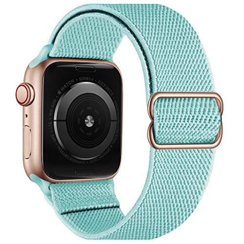 Stretchy Elastische verstellbare Bänder Kompatibel mit Apple Watch 7 41 mm 38 mm 40 mm, Nylon Solo Loop Geflochtene Dehnungen Frauen Männer Armband für iWatch SE,Mint Green von OXWALLEN