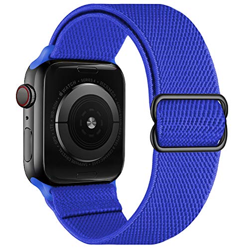 Stretchy Elastische verstellbare Bänder Kompatibel mit Apple Watch 7 41 mm 38 mm 40 mm, Nylon Solo Loop Geflochtene Dehnungen Frauen Männer Armband für iWatch SE,Royal Blue von OXWALLEN