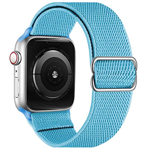 Stretchy Elastische verstellbare Bänder Kompatibel mit Apple Watch 7 41 mm 38 mm 40 mm, Nylon Solo Loop Geflochtene Dehnungen Frauen Männer Armband für iWatch SE,Sky Blue von OXWALLEN