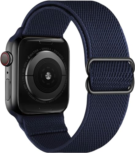Stretchy Elastische verstellbare Bänder Kompatibel mit Apple Watch 7 45 mm 42 mm 44 mm, Nylon Solo Loop Geflochtene Dehnungen Sport Frauen Männer Armband für iWatch SE,Midnight Blue Stretchy Elastische verstellbare Bänder Kompatibel mit Apple Watch 7 45 mm 42 mm 44 mm, Nylon Solo Loop Geflochtene Dehnungen Sport Frauen Männer Armband für iWatch SE,Midnight Blue von OXWALLEN