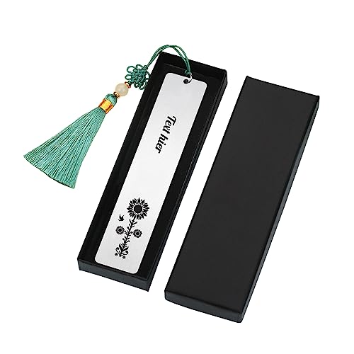 Lesezeichen Kinder,OXYEFEI Lesezeichen Kinder 1. Klasse Lesezeichen Personalisiert Mädchen Metall Schulanfänger Bookmark Set Buchmarker Geschenke für Lehrer Hebamme Freundin Leseratten(Grün Quasten) von OXYEFEI