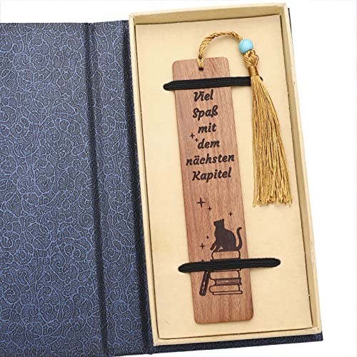 Lesezeichen Personalisiert,OXYEFEI Lesezeichen Kinder Holz Mädchen Schulanfänger Bookmark Set Buchmarker Geschenke für Lehrer Hebamme Freundin Leseratten(Katze) von OXYEFEI