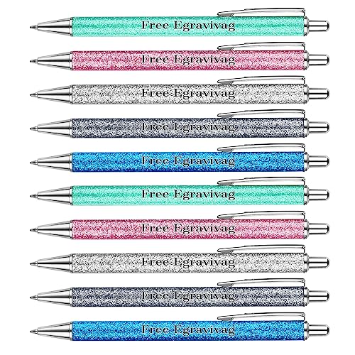 OXYEFEI Bling Kugelschreiber Personalisiert (Mehrfarbig, 10 Stück-Silber Metall) von OXYEFEI