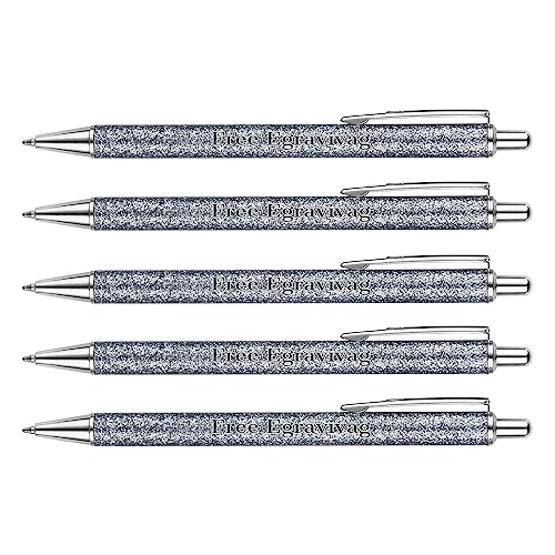 OXYEFEI Bling Kugelschreiber Personalisiert (Schwarz, 5 Stück-Silber Metall) von OXYEFEI