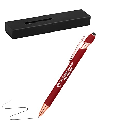 OXYEFEI Metall Kugelschreiber mit Gravur, Rosegold 1 stück Personalisierte Stifte Hochwertig Kullis mit Wunschtext & Logo, Auswechselbare Großraum-Mine, 1MM StrichstäRke, Schwarz Schreibend von OXYEFEI