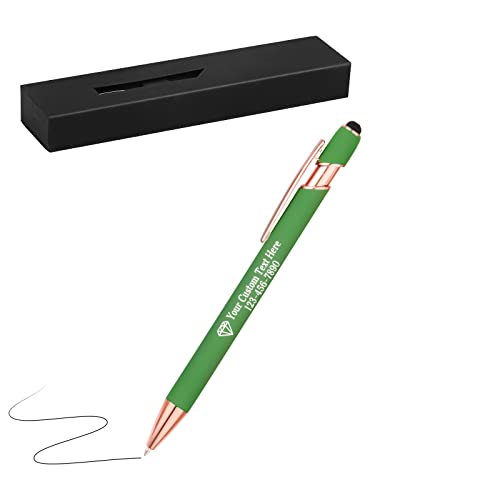 OXYEFEI Metall Kugelschreiber mit Gravur, Rosegold 1 stück Personalisierte Stifte Hochwertig Kullis mit Wunschtext & Logo, Auswechselbare Großraum-Mine, 1MM StrichstäRke, Schwarz Schreibend von OXYEFEI