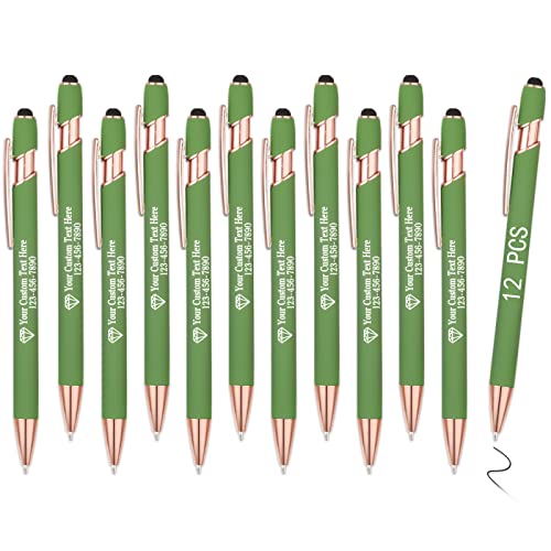 OXYEFEI Rosegold Kugelschreiber mit Gravur, 1mm 10 Farben Optional mit Stiftspitze Personalisierte Stifte Hochwertig Metall Touchpen mit Text Muster oder Logo für Touchscreens von OXYEFEI