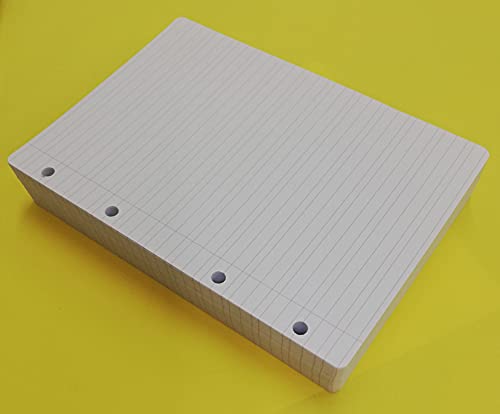 200 Blatt (400 Seiten) mit 4 Löchern im Format A5 14,5 x 20,5 cm. für Ordner mit 4 Ringen - schmaler Abstand pro dritter, dickes Papier 120 g/m² von OY OY