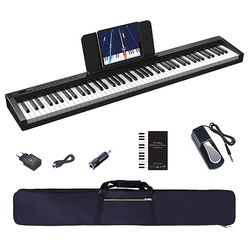 OYAYO E Piano 88 Tasten Digital Piano Halbgewichtete Tastatur Keyboard Piano voller Größe mit Bluetooth-MIDI-Funktion, Klavier 88 Tasten mit Sustain-pedal Klaviertasche, ideal für Anfänger Kinder von OYAYO