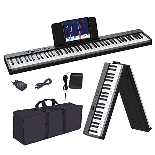 OYAYO Faltbares Klavier mit 88 Tasten Piano Full Size Semi Weighted, Faltbares Klaviertastatur mit USB MIDI & Bluetooth, Klaviertasche, Piano Keyboard für Anfänger Geschenk von OYAYO