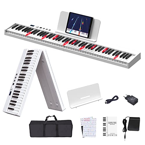 OYAYO Piano 88 Tasten Klaviertastatur Unterstützung Beleuchtete Tastatur und USB MIDI & Bluetooth, Digital Piano mit Klavier Aufkleber Notenständer für Anfänger Kind Erwachsener oder Geschenk von OYAYO