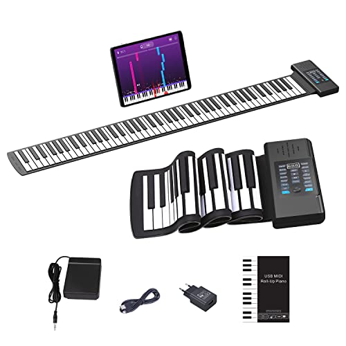OYAYO Rollpiano 88 Tasten Roll Up Piano Keyboard Unterstützt MIDI mit 128 Tönen und Rhythmen, Rollklavier Flexibles Elektronisches Keyboard Klavier für Kinder Erwachsene Anfänger Geschenk von OYAYO