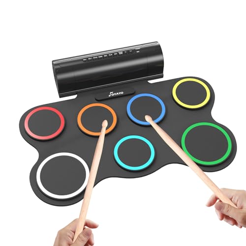 OYAYO Schlagzeug Elektronisch, 7 Pads Faltbares Elektronisches Schlagzeug mit Drumsticks und Dual Speakers, Farbe Tragrbares Elektrische Drum set für Kinder, Anfänger Geburtstag und Geschenk von OYAYO