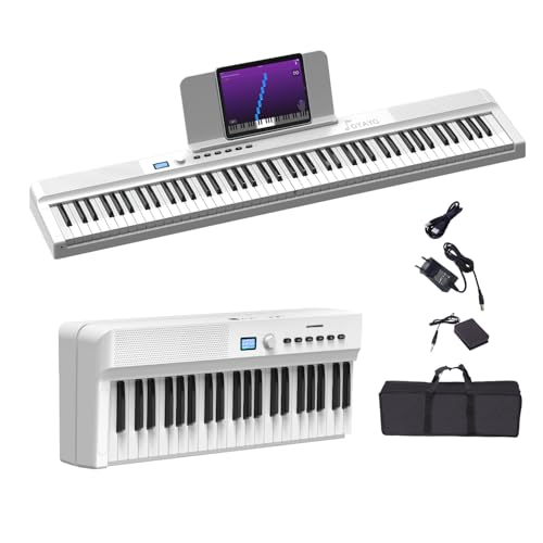 OYAYO Verbesserte Faltbares Klavier 88 Tasten, Halbgewichtete Tastatur in voller Größe Unterstützt MIDI, Tragbares Folding Piano Keyboard Bluetooth mit MIDI-Datenkabel Geeignet für Geschenke (Weiß) von OYAYO
