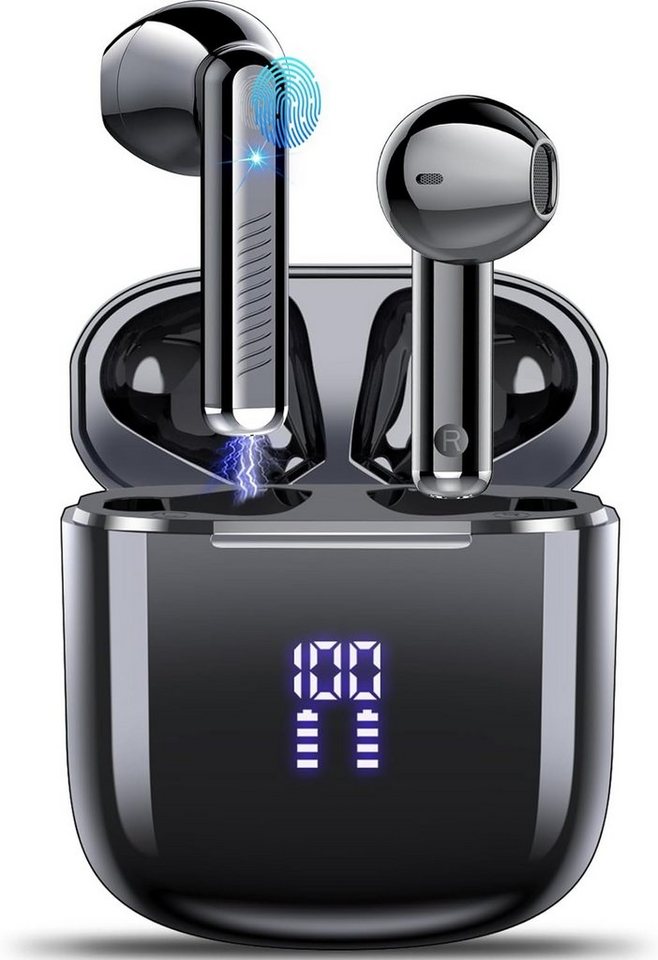 OYIB Bluetooth 5.3 4 Mikrofon IP7 Wasserdicht Ohrhörer LED-Anzeige wireless In-Ear-Kopfhörer (Perfekter Sitz, Ganztägiger Komfort, Bluetooth, mit ENC Mic, 25 Std Tiefer Bass Wireless Earbuds, Touch Control) von OYIB