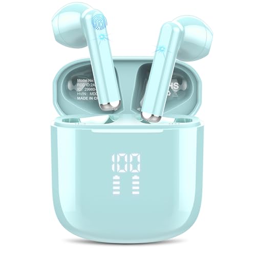 OYIB Bluetooth Kopfhörer, 2024 In Ear Kopfhörer Kabellos Bluetooth 5.3 Kopfhörer mit ENC Mic, 25 Std Tiefer Bass Wireless Earbuds, Touch Control, IP7 Wasserdicht Ohrhörer LED-Anzeige Joggen Blau OYIB Bluetooth Kopfhörer, 2024 In Ear Kopfhörer Kabellos Bluetooth 5.3 Kopfhörer mit ENC Mic, 25 Std Tiefer Bass Wireless Earbuds, Touch Control, IP7 Wasserdicht Ohrhörer LED-Anzeige Joggen Blau von OYIB