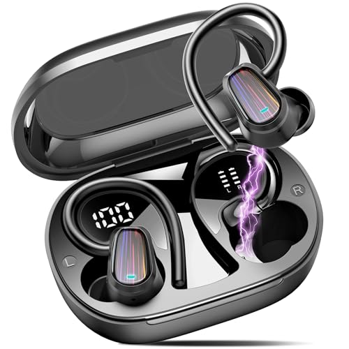 OYIB Bluetooth Kopfhörer Sport, Kopfhörer Kabellos Bluetooth 5.4 In Ear Kopfhörer mit CVC8.0 Mic, 50Std Immersiver HiFi Stereo Ohrhörer, Dual LED-Anzeige, IPX7 Wasserdicht Earbuds mit Ohrhaken/USB-C von OYIB