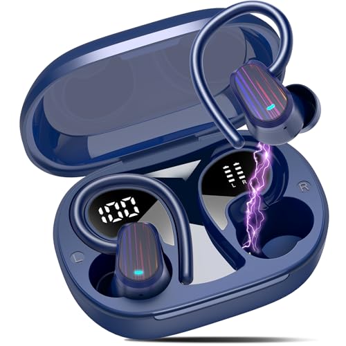 OYIB Bluetooth Kopfhörer Sport, Kopfhörer Kabellos Bluetooth 5.4 In Ear Kopfhörer mit ENC Mic, 50Std Immersiver HiFi Stereo Ohrhörer, Dual LED-Anzeige, IPX7 Wasserdicht Earbuds mit Ohrhaken/Blau OYIB Bluetooth Kopfhörer Sport, Kopfhörer Kabellos Bluetooth 5.4 In Ear Kopfhörer mit ENC Mic, 50Std Immersiver HiFi Stereo Ohrhörer, Dual LED-Anzeige, IPX7 Wasserdicht Earbuds mit Ohrhaken/Blau von OYIB