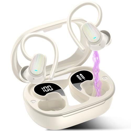 OYIB Bluetooth Kopfhörer Sport, 50 Std Kopfhörer Kabellos Bluetooth 5.4 mit HD Mic, 2025 Kopfhörer In Ear HiFi Stereo, Dual LED-Anzeige, IP7 Wasserdicht Ohrhörer mit Ohrhaken für Arbeit Sport Weiß OYIB Bluetooth Kopfhörer Sport, 50 Std Kopfhörer Kabellos Bluetooth 5.4 mit HD Mic, 2025 Kopfhörer In Ear HiFi Stereo, Dual LED-Anzeige, IP7 Wasserdicht Ohrhörer mit Ohrhaken für Arbeit Sport Weiß von OYIB