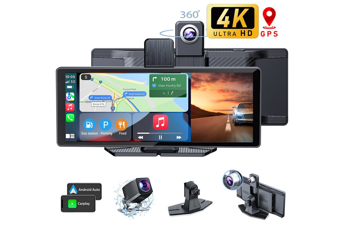 OYLCDI Dashcam Auto, Autokamera,Kamera Carplay mit GPS Navigationsgerät Dashcam (WLAN (Wi-Fi), apple carplay, Android Auto, 10.26 Zoll,für Auto LKW PKW,Wohnmobil Auto-Stereo-Touchscreen) von OYLCDI