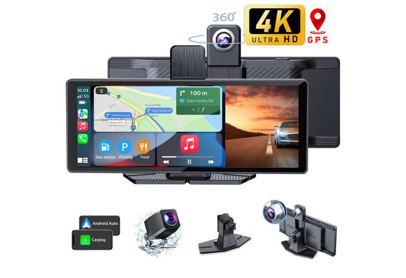 OYLCDI Dashcam Auto, Autokamera,Kamera Carplay mit GPS Navigationsgerät Dashcam (WLAN (Wi-Fi), apple carplay, Android Auto, 10.26 Zoll,für Auto LKW PKW,Wohnmobil Auto-Stereo-Touchscreen) von OYLCDI