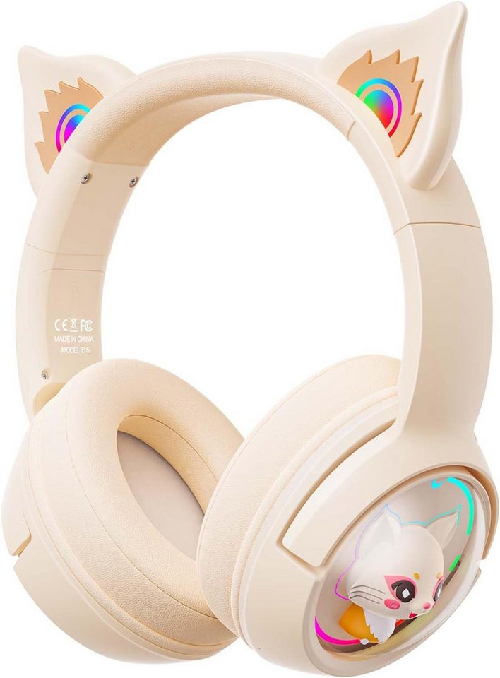 OYLCDI Over-Ear Kopfhörer, Bluetooth-Kopfhörer,Noise Cancelling Kopfhörer Gaming-Headset (Bluetooth Kopfhörer mit Geräuschunterdrückung für Katzenohren, 55 Stunden Spielzeit, With 3.5mm Wired Mode for Audio Only, Over-Ear-Kopfhörer mit RGB-Lichtern) OYLCDI Over-Ear Kopfhörer, Bluetooth-Kopfhörer,Noise Cancelling Kopfhörer Gaming-Headset (Bluetooth Kopfhörer mit Geräuschunterdrückung für Katzenohren, 55 Stunden Spielzeit, With 3.5mm Wired Mode for Audio Only, Over-Ear-Kopfhörer mit RGB-Lichtern) von OYLCDI
