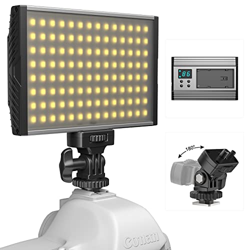 Videoleuchte LED 3200-5600K Dimmbar mit Akku, Ladegerät und Kamerahalterung für Nikon, Canon, Pentax, Panasonic, Sony und andere DSLR-Kameras von OYU