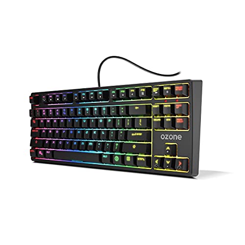 Ozone Gaming-Tastatur Battle Royale -OZBATTLERYLSP- Mechanische Tastatur TKL, Red Cherry MX-Switches, RGB-LED, G-Mode, Silent, Windows, IOS, Android und Linux, G-Mode, Layout SP, Schwarz von OZONE GAMING GEAR