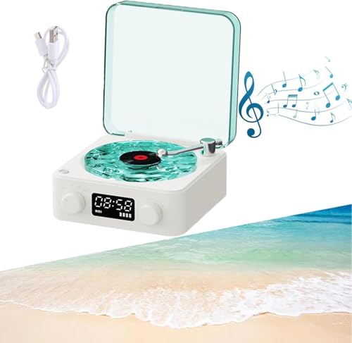 Retro-Konferenzmappe aus Vinyl, Retro-Plattenlautsprecher, Bluetooth-Aufnahmelautsprecher mit verstellbaren Lichtern, mit 4 Naturgeräuschen, für das Schlafzimmer, im Freien Retro-Konferenzmappe aus Vinyl, Retro-Plattenlautsprecher, Bluetooth-Aufnahmelautsprecher mit verstellbaren Lichtern, mit 4 Naturgeräuschen, für das Schlafzimmer, im Freien von OZPPM