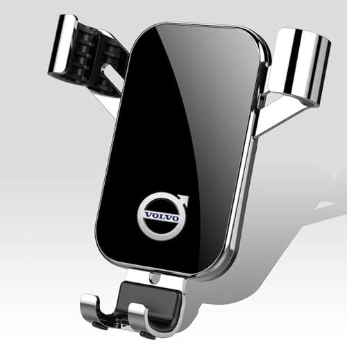 OZWALN Auto Telefonhalter für Volvo S60 2020 2021 Emblem Verstellbare Handyhalterung Universelle 360° Drehung Navigation Halterung Telefonhalterung Zubehör,Silver von OZWALN