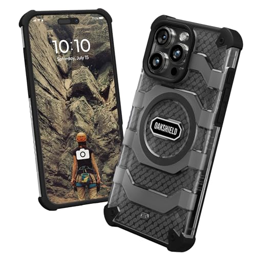 Oakshield Handyhülle für das iPhone 15 Pro Max Hülle - Cover kompatibel mit MagSafe-Zubehör - Schutzhülle mit Ständer - Falltest nach Militärstandard - Schwarz von Oakshield