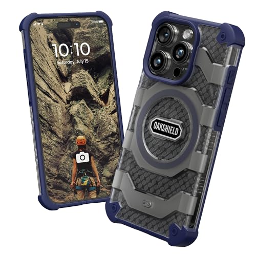 Oakshield Handyhülle kompatibel mit iPhone 15 Pro Hülle - iPhone 15 Pro Case kompatibel mit MagSafe-Zubehör - Schutzhülle mit Ständer - Falltest nach Militärstandard - Dunkelblau von Oakshield