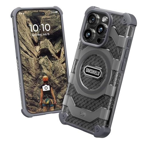 Oakshield Handyhülle kompatibel mit iPhone 15 Pro Hülle - iPhone 15 Pro Case kompatibel mit MagSafe-Zubehör - Schutzhülle mit Ständer - Falltest nach Militärstandard - Grau von Oakshield