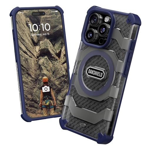 Oakshield Handyhülle kompatibel mit iPhone 16 Pro Hülle - Case kompatibel mit MagSafe-Zubehör - iPhone 16 Pro Schutzhülle mit Ständer - Falltest nach Militärstandard - Dunkelblau von Oakshield