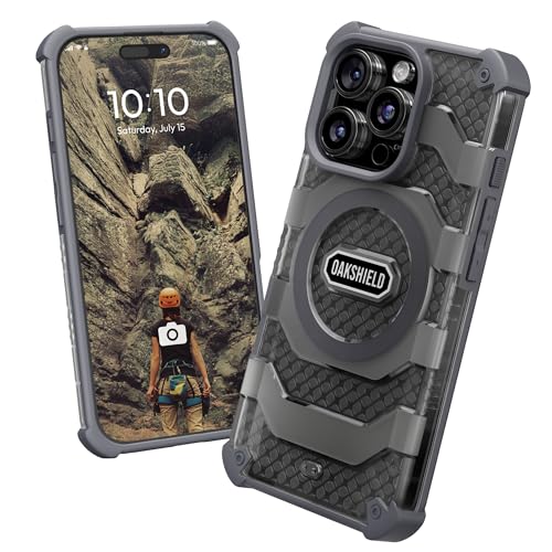 Oakshield Handyhülle kompatibel mit iPhone 16 Pro Hülle - Case kompatibel mit MagSafe-Zubehör - iPhone 16 Pro Schutzhülle mit Ständer - Falltest nach Militärstandard - Grau von Oakshield