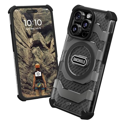 Oakshield Handyhülle kompatibel mit iPhone 16 Pro Hülle - Case kompatibel mit MagSafe-Zubehör - iPhone 16 Pro Schutzhülle mit Ständer - Falltest nach Militärstandard - Schwarz von Oakshield