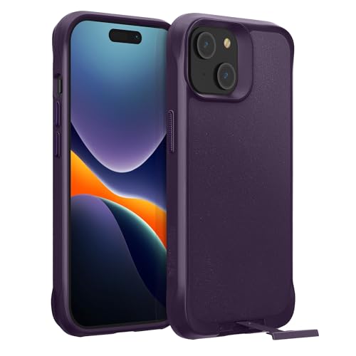 Oakshield Handyhülle mit Standfunktion kompatibel mit iPhone 15 Hülle - Case für iPhone 15 - Hülle mit Ständer - Cover mit Schutzglas Folie - Violett von Oakshield